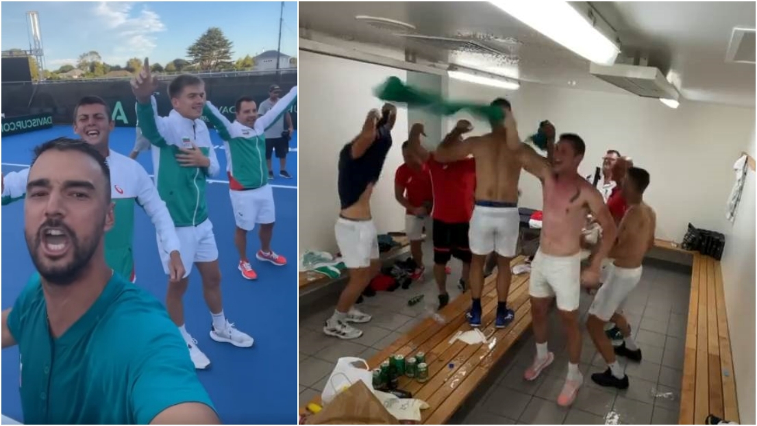 Емоциите след големия успех на Davis Cup: Бурната радост на националите ни в съблекалните