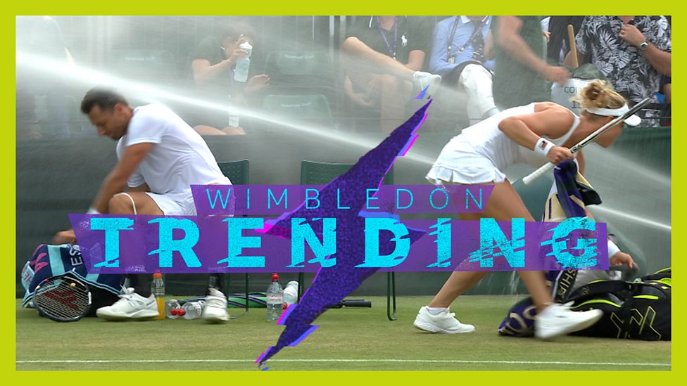 ВИДЕО: Пръскачка окъпа тенисисти на корта на Уимбълдън